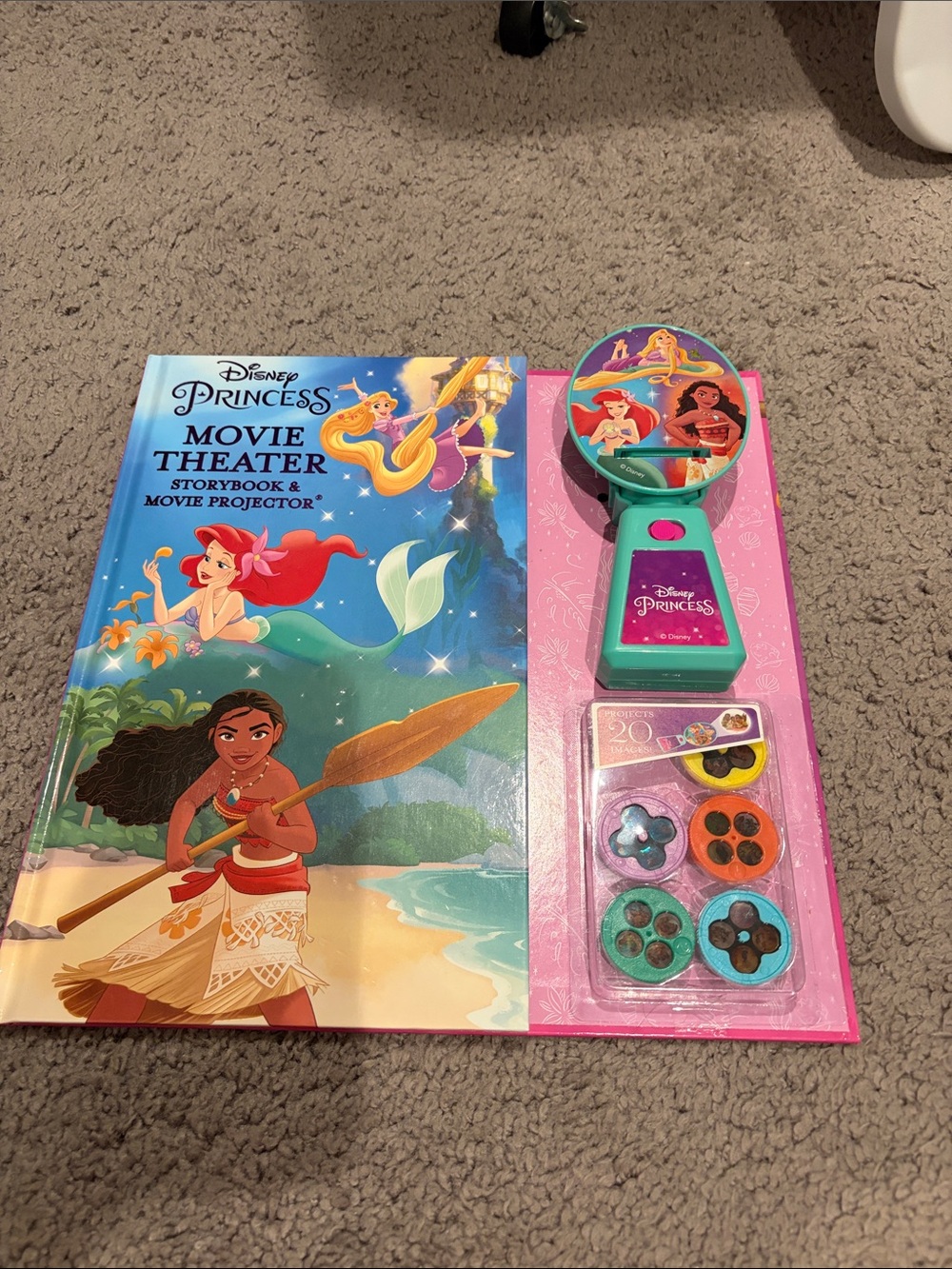 Disney Princess Movie Theater Storybook & Projector - Pink, Teal